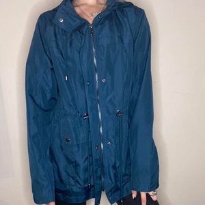 Teal blue trenchcoat